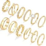 12 PCS Dainty 14K Gold Rings for Wo