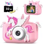 Upgrade Kids Camera for Boys Girls, Toddler Digital Selfie Camera with Cute Protective Cover and 32G SD Card, Christmas Birthday Gifts Toys for 3 4 5 6 7 8 9 10 11 12 Years Old Little Girls and Boys