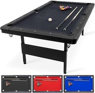 GoSports 7 ft Billiards Table - Portable Pool Table - Includes Full Set of Balls, 2 Cue Sticks, Chalk, and Felt Brush - BLACK