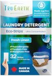 Tru Earth Eco-friendly Ultra Concentrated Compostable & Biodegradable Plastic-Free Laundry Detergent Eco-Strips (32 Loads, Fresh Linen Scent)