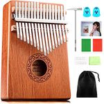 CAHAYA Kalimba Thumb Piano Beginner Set 17-Key Wooden Thumb Piano Mahogany with Engraved Keys, Finger Pianos with Carrying Bag Finger Piano Mini Thumb Piano Hand Piano CY0338