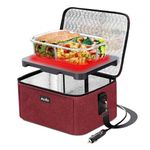 Aotto Portable Oven, 12V 24V 2-in-1 Car Food Warmer Mini Portable Microwave, Personal Heated Lunch Box Warmer for Work Reheating and Cooking Meals in Truck/Vehicle/Travel/Camping/Picnic, Red