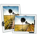 PETAFLOP 8x10 Picture Frame Glass Frames for 8 by 10 Pictures, Tabletop Display Vertically or Horizontally, Set of 2