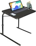 MISZP Adjustable TV Tray Foldable Table - TV Dinner Tray on Bed & Sofa, Comfortable Better Folding Table with Cup Holder, 6 Height & 3 Tilt Angle Adjustments (Black)