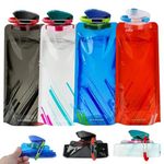 YSBCNK 4 Pcs Foldable Water Bottle, 700ml Collapsible Water Bottle, Reusable Drink Pouches Bags with Clip, Collapsible Foldable Water Bottle Set, Travel Water Bottle for Gym Travel, Hiking, Running