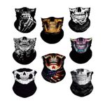 WYSUMMER 8PCS Scarves Bandanas Skull Face Tube Black Headband, Motorcycle Multi Function Headwear Hat Scarf Ski Mask for Dust Outdoors Sports (Skull 3)