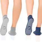 Rymora Pilates Socks With Grips Women Men - Non Slip Socks 2 Pairs - Yoga Socks Fall Prevention Dance Home Workout