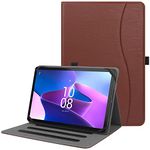 HGWALP Universal Case for 9inch-10.5inch Tablet,Multi-Viewing Angels PU Leather Stand Folio Case Cover with Handstrap for 9" 10.1" 10.5"Touchscreen Tablet, with Adjustable Fixing Silicon Band-Brown