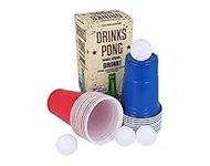 HENBRANDT Beer Pong Game Set 24-Piece Set 16oz Blue and Red Plastic Cups Pong Game Bar Games for Students Birthday Parties Hen Party Stag Do Summer Fun Drinking Game Games for Adults