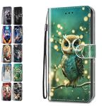 Flip Case for iPhone 12 / iPhone 12 Pro 6.1 Animal Print Pattern Design with Card Holder Leather Wallet Phone Cover for Girls Boys Women Men - Owl Tree