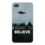 Apple Iphone Custom Case 5 / 5s White Plastic Snap on - "I Want To Believe" UFO Flying Saucer