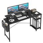 Mexin 63 Inch Computer Desk with Monitor Stand & 2-Tier Storage Shelves, Home Office Writing Desk Study Table Workstation, Black