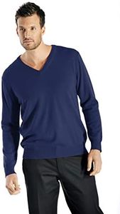 Cashmere Boutique 100% Pure Cashmere Pullover V Neck Sweater Men – Long Sleeve, Classic Style, Lightweight, Soft and Warm Men V Neck Sweater - Navy Blue, Extra Large
