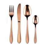 M.T. BROTHERS - Stainless Steel Flatware Set, Tableware Cutlery Set, Utensils for Kitchens, Dishwasher Safe(Fork 1+Knife 1+Salad Spoon 1+Tea Spoon 1) (Rose Gold Spoon, 4)