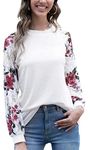 HAOMEILI Women's Long/Short Sleeve Tops Lace Casual Loose Blouses T Shirts (Large, Rose White)