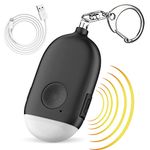 Supvox® Self Defence Gadgets Rechargeable Alarm Keychain, 130 dB Loud Emergency Personal Siren Ring with LED Light, SOS Safety Alert Device Key Chain for Women, Kids, Elderly, and Joggers (Black)