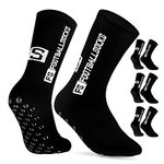 Grip Socks Soccer 3 Pairs Non Slip Sport Socks for Men, Women & Youth, Size CA 8-11 Sports Stocking, Fashion Football Socks for Athletic, Yoga, Basketball, Baseball, Tennis, Running, Cycling, Black