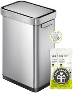 EKO Deluxe Mirage-T 50 Liter / 13.2 Gallon Touchless Rectangular Motion Sensor Trash Can, Matte Stainless Steel Finish