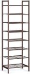 SONGMICS Narrow Shoe Rack, Sturdy 8 Tier Metal Tall Shoe Rack Shelf, Slim Shoe Storage Organizer for Closet Entryway Small Spaces, Vertical Shoe Stand Tower for 18 Pairs Shoes, Easy Assembly, Bronze