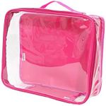 Medium Clear Travel Packing Cube/See-Through Clothes Organizer for Carry on & Checked Suitcase, RV or Camping/Transparent Storage Cell/Doll Storage/Game Day Stadium Approved (Pink)