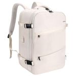 HOMIEE 40L Travel Laptop Backpack, Flight Approved Carry-On 17" Laptop Backpack, Travel Luggage Backpack with Charging Port (White Extra Large)