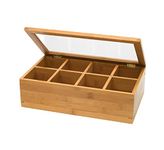 Lipper Divided Bamboo Tea Box with Clear Lid