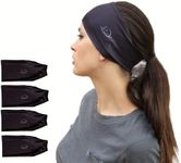 Equestrian Headbands for Women, Under Riding Helmet Bands, Sportswear Wide Hair Wrap Suitable for Use with Bike Helmets, Yoga & Hiking (4 Pack Black)
