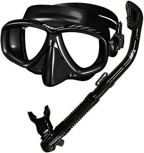 Promate Snorkel Dive Mask Set for Scuba Diving Snorkeling, All Black