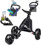 JANUS Golf cart, Foldable Golf Push cart, Golf Bag cart, Golf Pull cart. Golf Caddy Carts Optional Large Wing or Small Wing, Fits Golf Bags of Different Sizes. with Ice & Chipping Storage Net