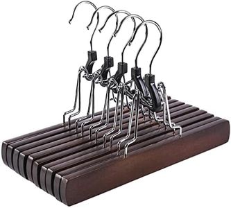 Amber Home 10 Pack Walnut Wooden Pants Hangers, Wood Clamp Hangers with Non Slip Padded Velvet, Jeans/Slacks Hangers Hair Extension Hangers for Skirts, Trousers, Wigs (Walnut, 10)