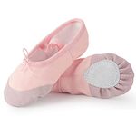 Soudittur Girls Ballet Shoes Pink Canvas Split Sole Dance Slippers Yoga Flats Gymnastic Shoes for Children/Kids/Women/Adults/Boys/Toddler (1 UK Adult)