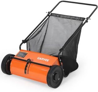 26" Push Lawn Sweeper, 7 Cu.Ft. Hopper Bag, Heavy Duty Yard Sweeper
