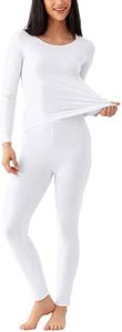 GYS Bamboo Viscose Long Johns Sets Thermal Underwear for Women Long Sleeve Base Layer, White, Large