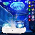 ONXE Ocean Projector Night Light, 360°Rotating Kids Night Light Projector with 6 Films and Timer Sensory Lights, Bedroom and Ceiling Projector, Gifts for Children and Adults