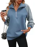 Zeagoo Women's Sweatshirt Fleece Half Zip Pullover Sweater Casual Long Sleeve Sweatshirts Knitted Sweat Shirts for Women 2024, Navy Blue XXL