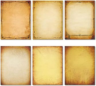 Anzon Mories Realistic Vintage Stationery Paper 102 Pieces - 32lb / 120gsm Heavy Weight Writing Stationary 8.5" x 11", 6 Antique Parchment Design, Printer Friendly, Both Sides Printed, Old Looking