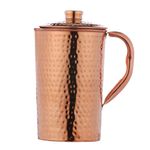 Pure Copper (99.74%) Hammered Water Jug | Copper Pitcher for Ayurveda Health Benefits (1.5 Liter)