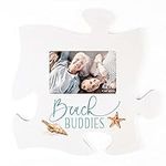 Beach Buddies Nautical White 12 x 12 MDF Wood Puzzle Piece Wall Photo Frame