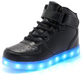 Unisex Women Men LED Light up Shoes7 Colors Flashing Flashing Trainers High-top USB Charging Sneakers for Boys and Girls,Kids Energy Lights Trainers (Black, Numeric_3)