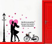 Decal O Decal Vinyl Love Couple with Street Lamp and Cycle Wall Sticker 49.21 x 0.39 x 39.37 inches, Multicolour