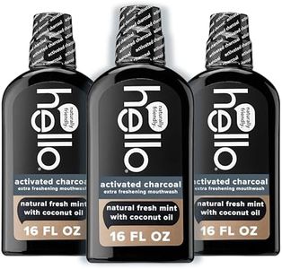 Hello Oral Care Activated Charcoal Extra Freshening Fluoride Free and Alcohol Free Mouthwash with Natural Fresh Mint and Coconut Oil, 3 Count