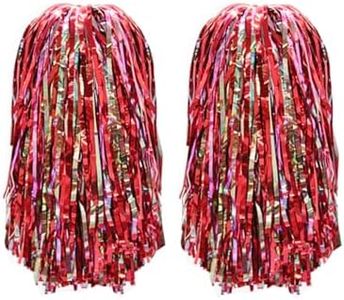 AUMIDO 2Pcs Cheerleading Pom Poms - Pompoms Cheer for Boy Girl School Sports Dance Games Team Spirit Cheer (Rainbow Red)