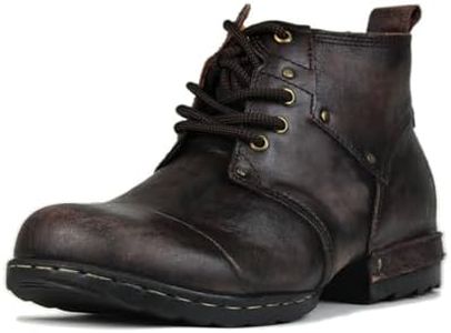 osstone Bottes de Moto pour Hommes en Cuir véritable Vintage Cheville Hiver Boot Casual Cowboy Chaussures Vintage Marron foncé OS-6015-3-D-10-R