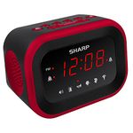 Sharp Big Bang Super Loud Alarm Clock for Heavy Sleepers, 6 Extremely Loud Wake Up Sounds: Rooster, Bugle, Nagging Mom, Jackhammer, Siren, Beep – Up to 115db Volume, Red/Black with Red LED Display