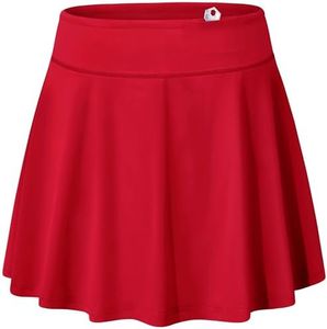 BLEVONH Womens Tennis Skirt Ladies Oversized Workout Skort with Pocket Women Elastic Waist Running Golf Skirts Stylish Solid Color Women's Skorts Red 3XL