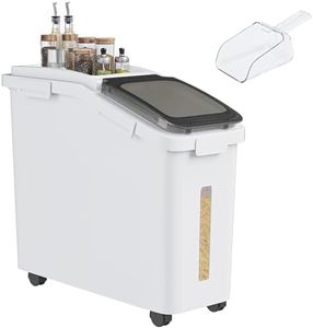 YITAHOME Large Flour Storage Container Ingredient Bins, 11.4-Gallon Flour Rice Food storage Containers Bins with Wheels, Scoop and Airtight Lid for Bulk Flour, Bulk Rice, Cereal Grain, Sugar, White