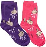 Foozys Women's Crew Socks | Cute Fun You're #1 Themed Novelty Socks | 2 Pair