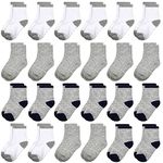 TRAMLE Boy Toddler Baby Crew Socks - 24 Pairs Soft breathable boy Socks For Toddlers kids Boys Girls (1-2 Years)