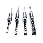 KUNTEC 4Pcs Square Hole Drill Bits Woodworking Mortising Chisel Drill Bit 1/4 inch, 5/16 inch, 3/8 inch, 1/2 inch