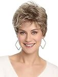 Golden Hair Wigs for Women, Fluffy Short Hair Temperament Oblique Bangs Blonde Curly Wig, Natural Looking Hair Wig for Daily Use, Suitable for Girls Middle-Aged and Elderly Women